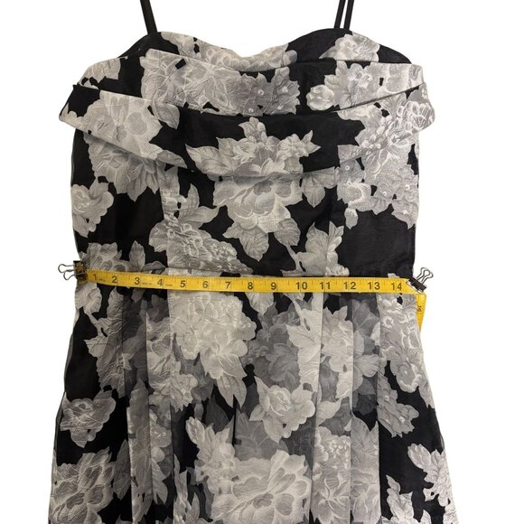 Betsy & Adam Strapless Black & White Floral Print Dress Size 12 Made In USA - Picture 12 of 16